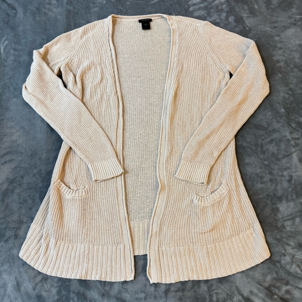 Ann Taylor Beige Linen Blend Open-Front Cardigan
#1287